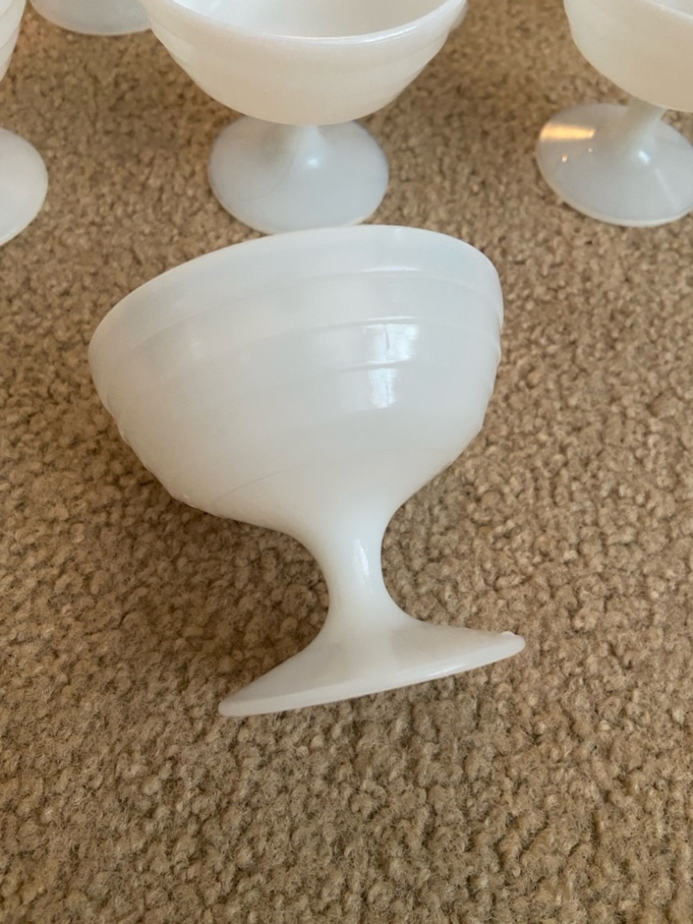 Moderntone Platonite white glass pedestal sherbet cups (7)